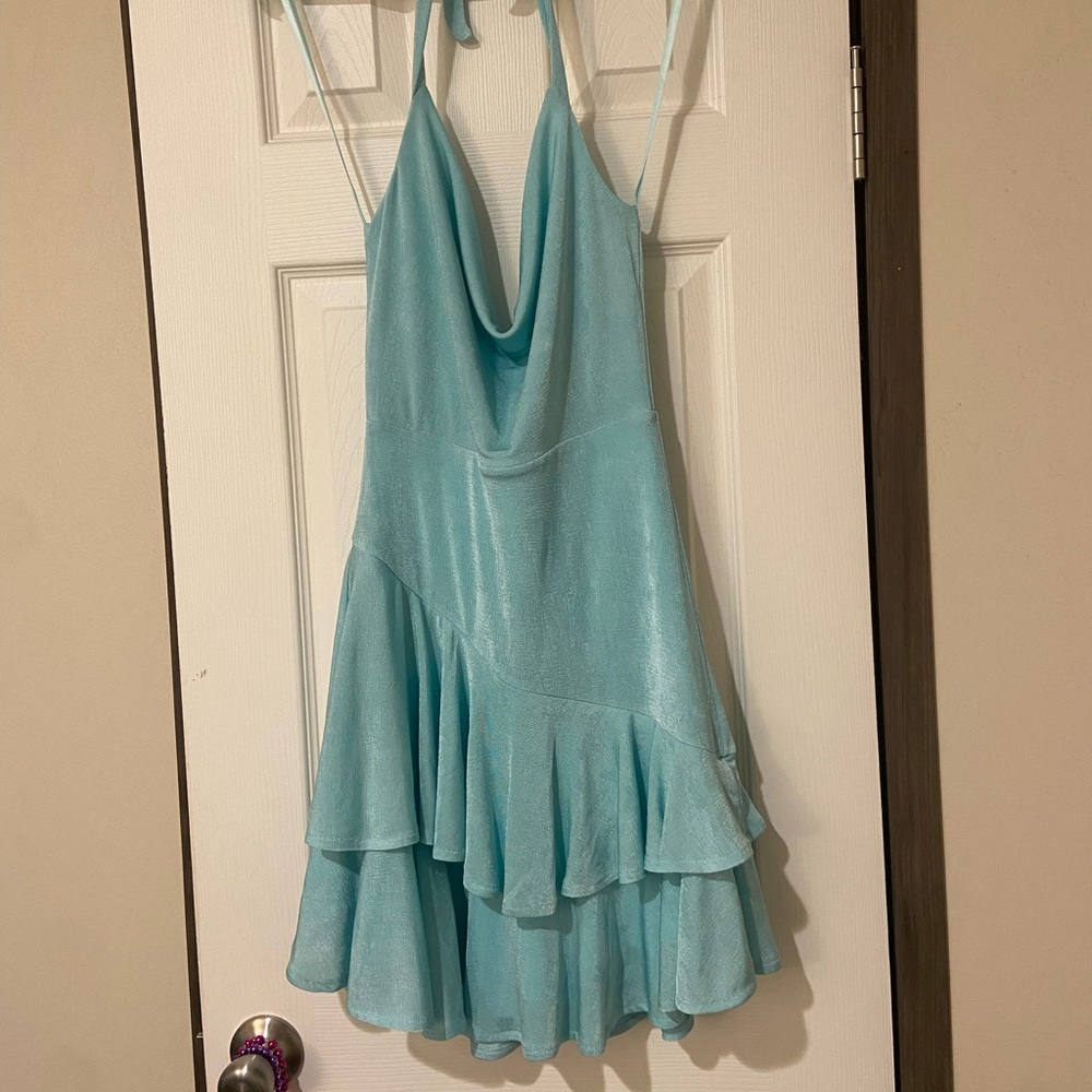 Aqua halter dress - Picture 1 of 3